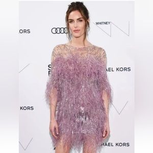 Pamella Roland Runway Ostrich Feather Embroidered Cocktail Dress 4